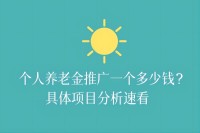个人养老金推广一个多少钱？具体项目分析速看